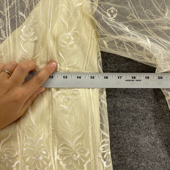 Vintage Dress Women 10 Beige Maxi Long Zipper Long Sleeve Ruffle Crew Neck - Picture 5 of 12